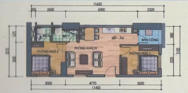 Tư vấn cải tạo nâng từ 2 lên 3 phòng ngủ cho căn hộ 60m²