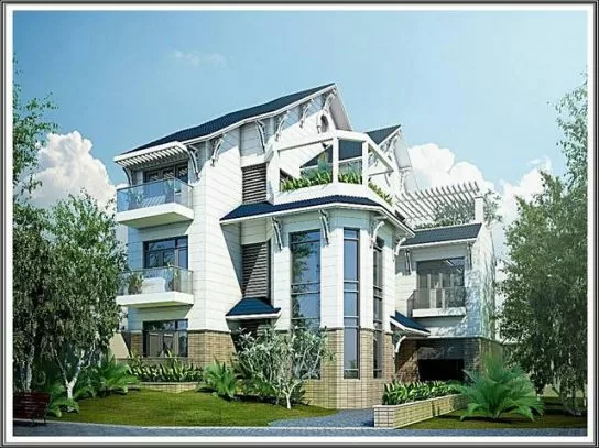 Thiết kế biệt thự nhà vườn 3 tầng diện tích 190m2