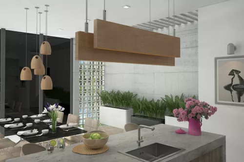 Thiết kế không gian nội thất phòng bếp mở ngập tràn ánh sáng