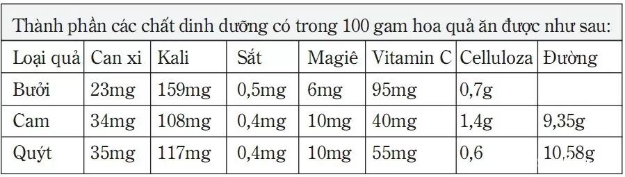 Bưởi, cam, quýt có giá trị gì đối với sức khỏe ?