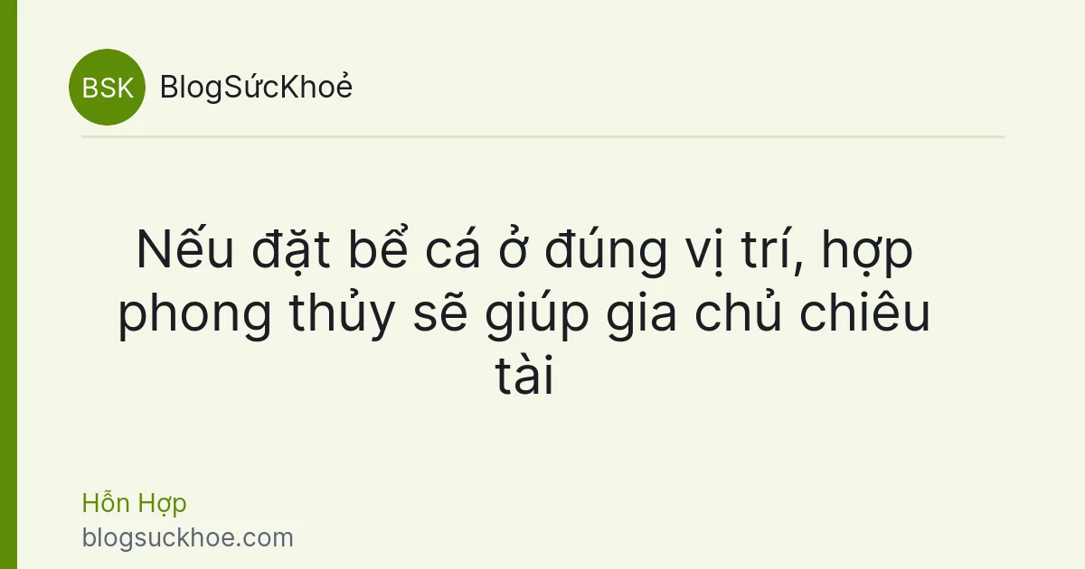 Nếu đặt bể cá ở đúng vị trí, hợp phong thủy sẽ giúp gia chủ chiêu tài