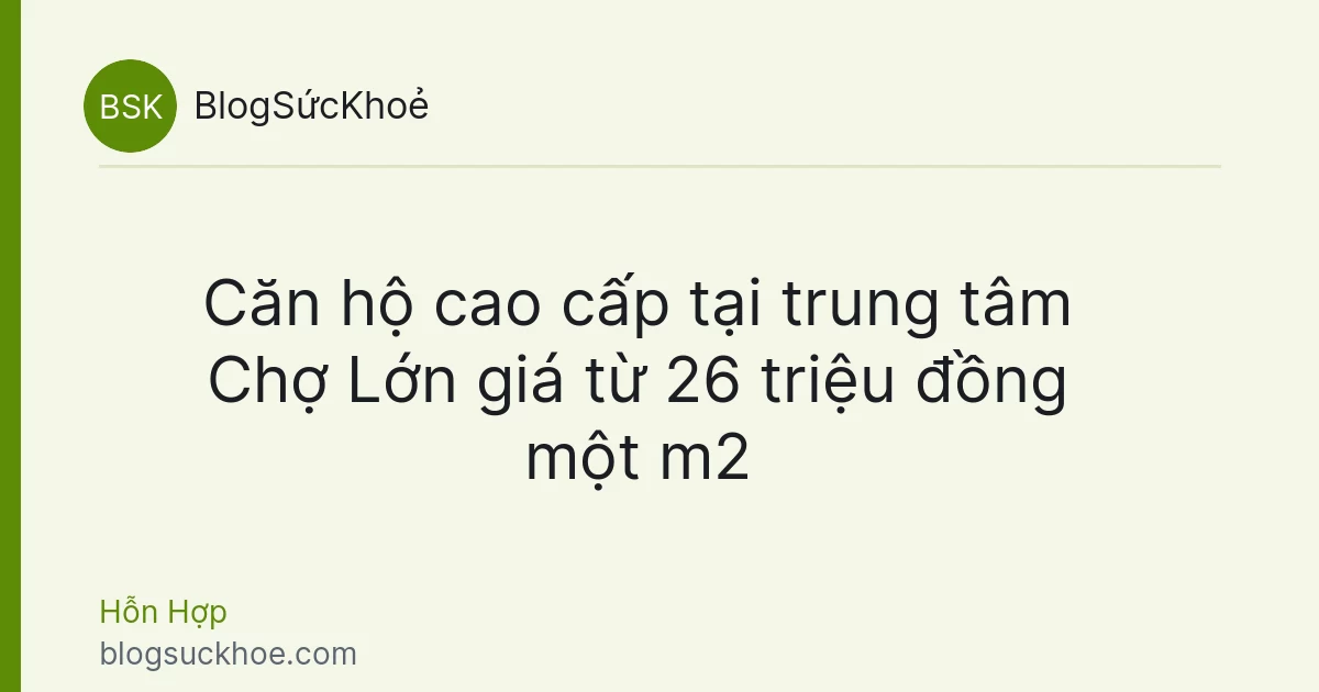 Căn hộ cao cấp tại trung tâm Chợ Lớn giá từ 26 triệu đồng một m2